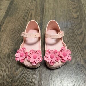 Mini Melissa Pink Flower Mary Jane Shoes